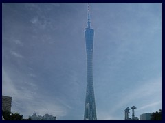 Canton Tower, built 2010, is 600m tall to the top and stands opposite ZNT. Twice as tall as the Eiffel Tower, it was the world's tallest freestanding tower for 2 years, now it is 5th tallest.